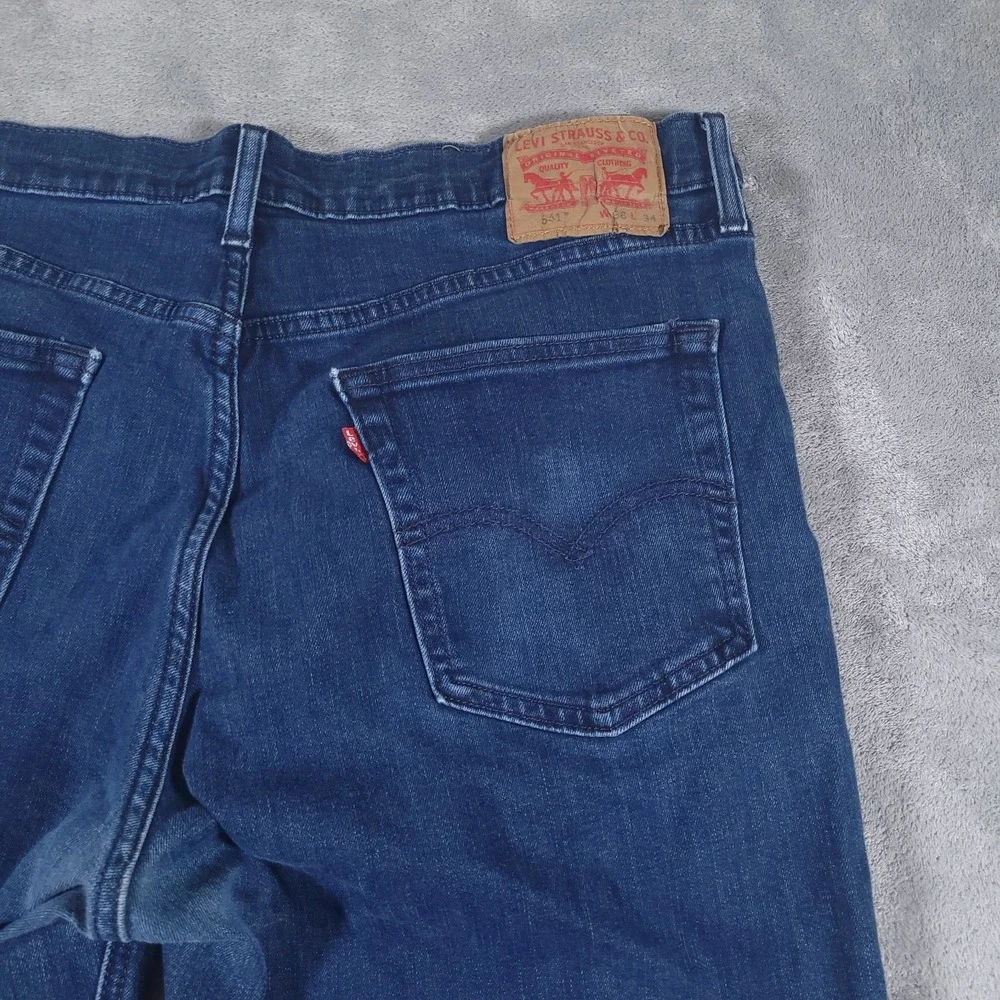 Levis 541‎ Jeans Mens 36x34 Athletic Stretch Indigo Blue Denim Distressed